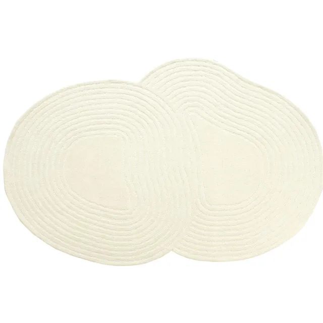 Vente-unique Organisch vloerkleed in 100% wol, handgetuft - 120 x 160 cm - Ivoorwit - 2100 g/m² - VELIMA