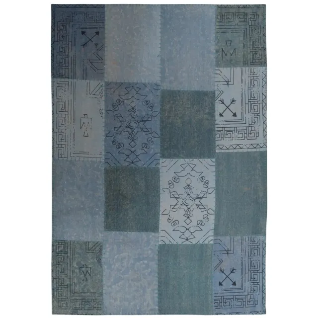 Dutch XXL Retro Vloerkleed | Tapijt | Lyrical | Patchwork | Blauw/Multi Blauw / Multi