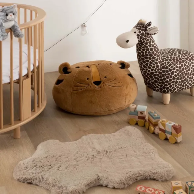 Tapeso Kindervloerkleed schaap - Fluffy taupe 55x80