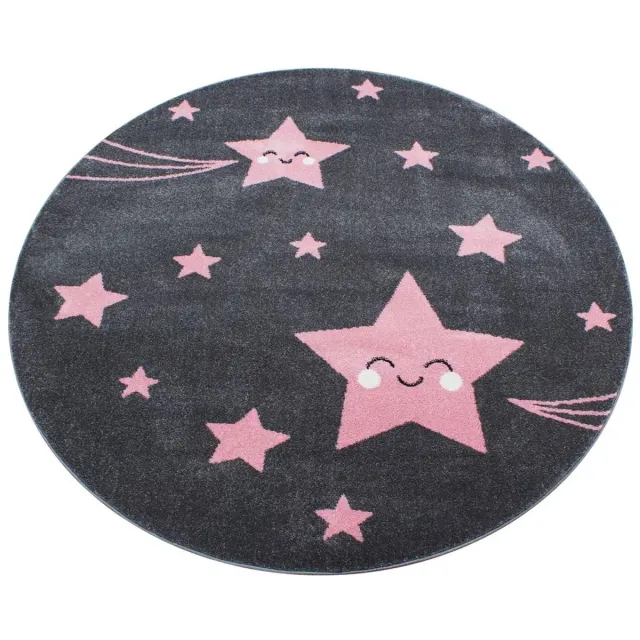 Dutch XXL Rond Kindervloerkleed | Tapijt | Kids | Sterren | Roze