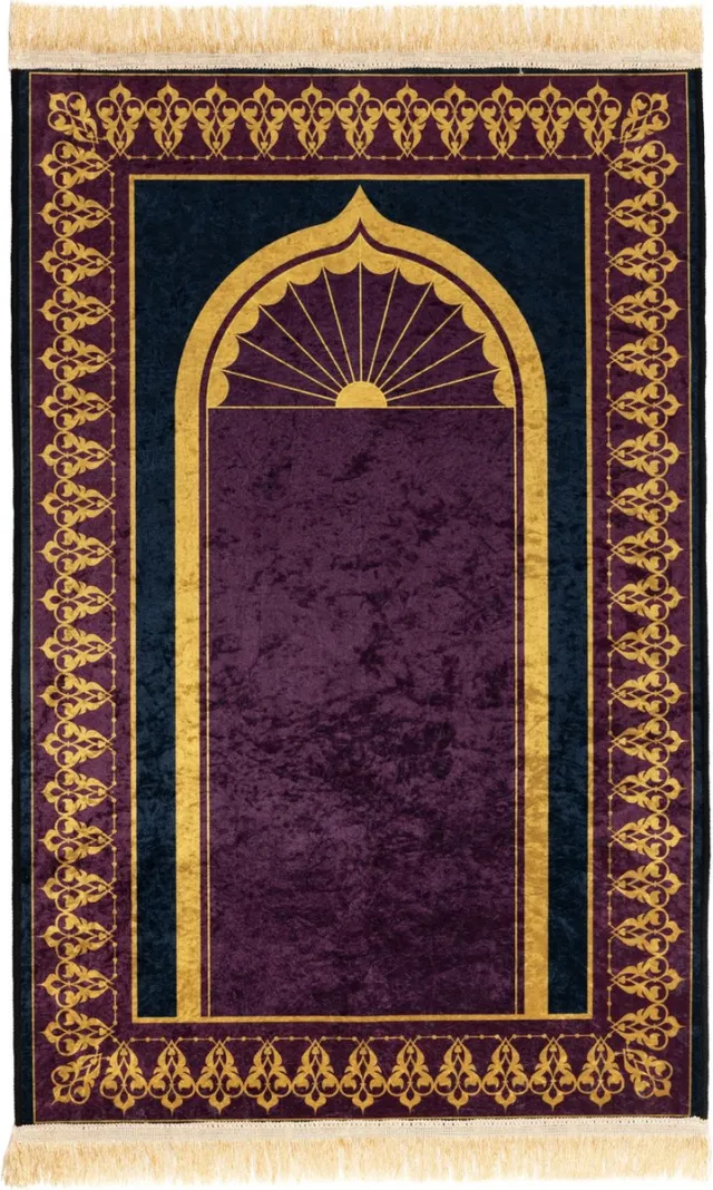 Jannah Islamitisch Gebedskleed - Gebed Kleed - Gebedskleed Islam - Gebedsmat - Kleed - Ramadan - Eid Muburak - 80 x 120 cm Donkerrood