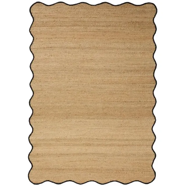Jute vloerkleed scallop wafelstructuur naturel/antraciet Mrcarpet