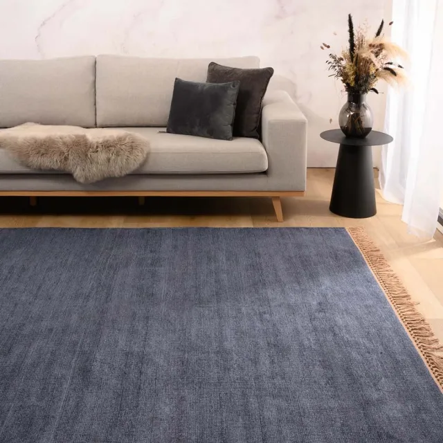 Tapeso Viscose vloerkleed - Gem blauw