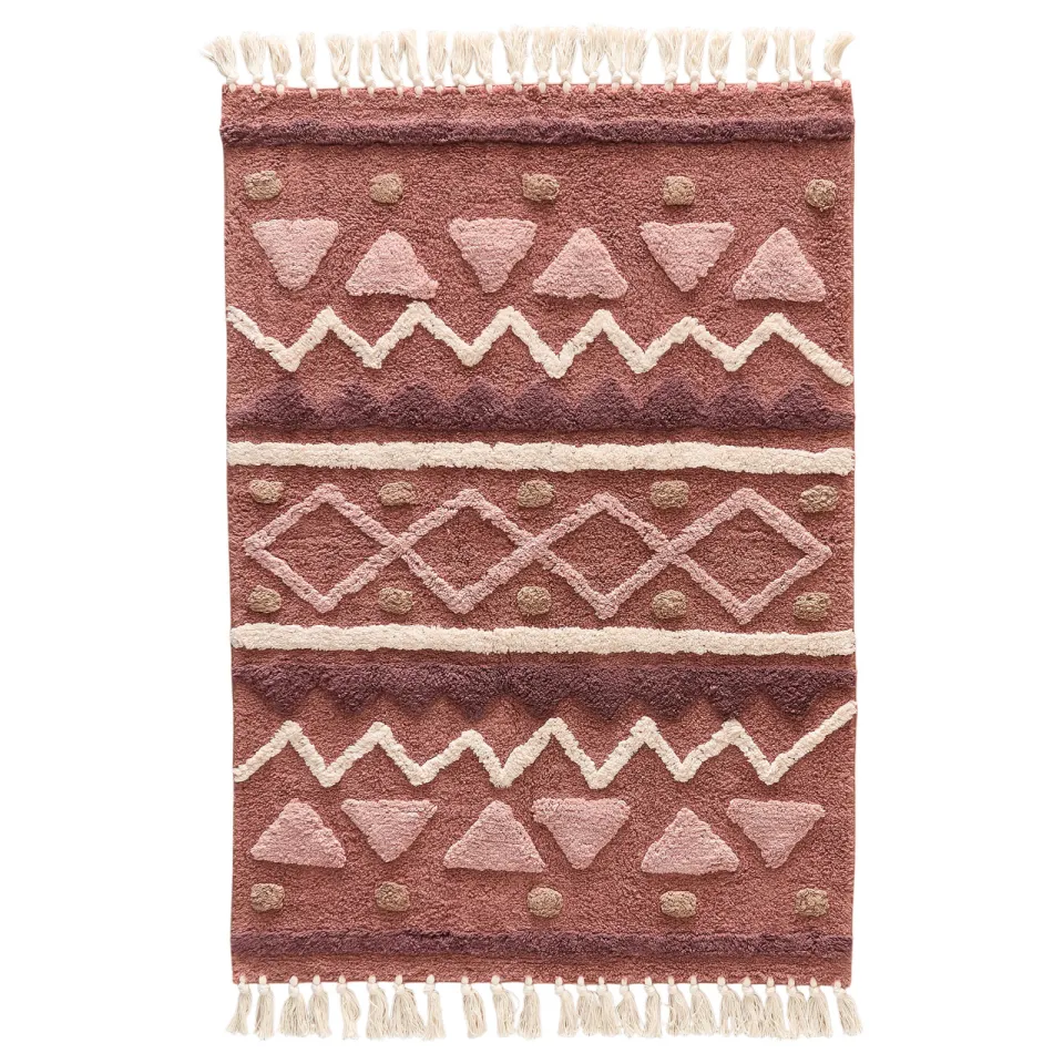 NOUS Kids Aztec kindervloerkleed rood Rood/roze/paars/wit