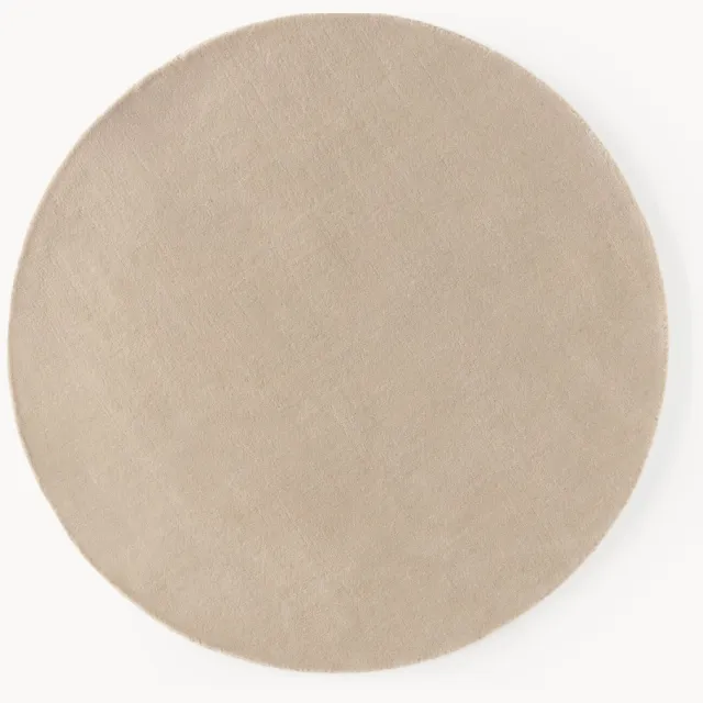 Westwing Collection Rond wollen vloerkleed Zayne, handgeweven beige