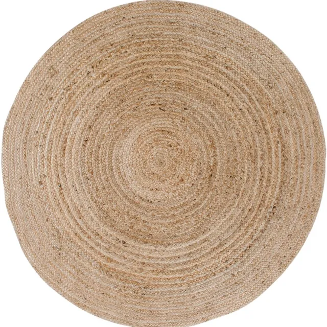 House Nordic Broom vloerkleed Ø180 cm in jute natuur. Naturel