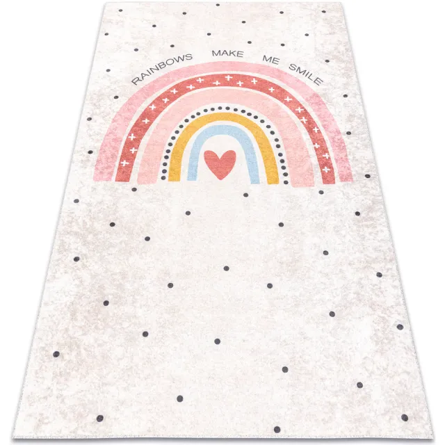 RUGSX Kleden Rugsx JUNIOR 51300.802 tapijt wasbaar Regenboog, stippen 140x190 cm Beige
