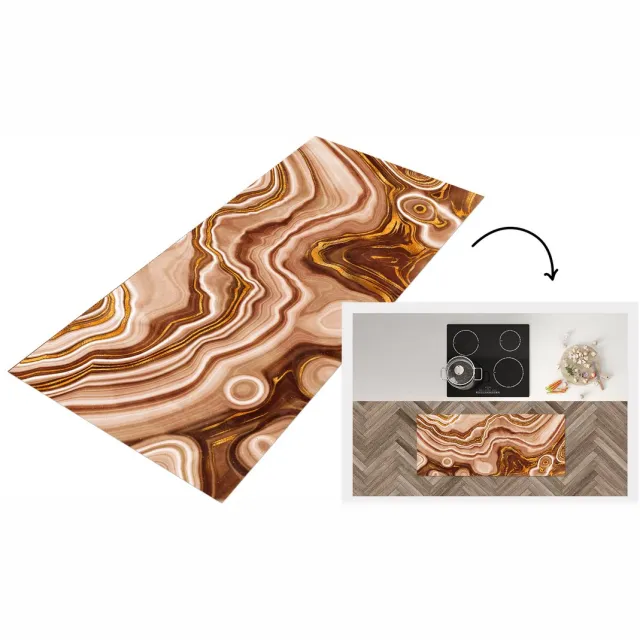 KitchenYeah Keukenloper - Loper keuken - Marmer - Goud - Patroon - Keukenloper vinyl Multicolor