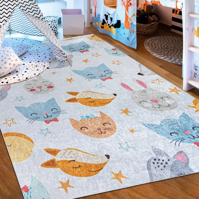 Mazovia Kinderkamer Vloerkleed Astronaut 120x170 cm - Kleurrijk & Wasbaar Grafiet,Kleurrijk,Grijs