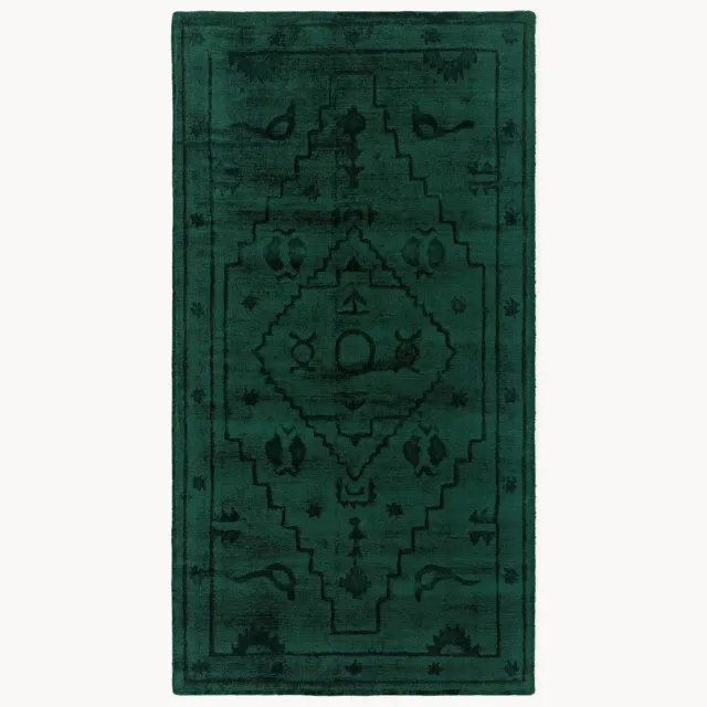 Westwing Collection Handgeweven viscose vloerkleed Shaila Groen