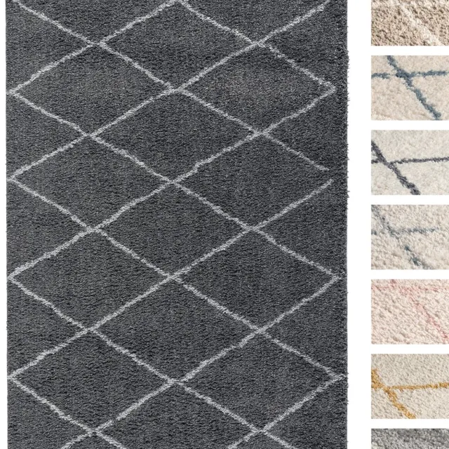 TESSO LIVING Vloerkleed Shaggy, Tapijt, Antraciet, Hoogpolig, 120cm x 160cm, Superzacht, Franjes, Berber stijl