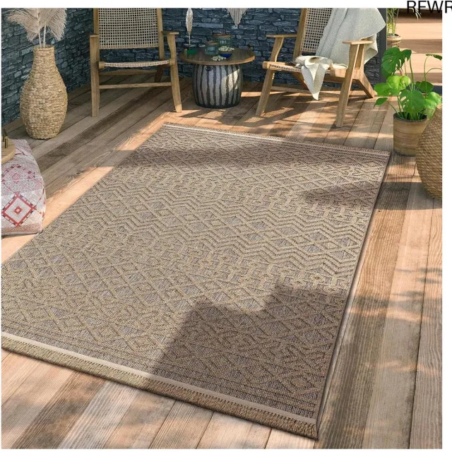 RFWR Buiten Vloerkleed Tapijt voor Binnen en Buiten - Beige Boho Patroon 80x150 cm