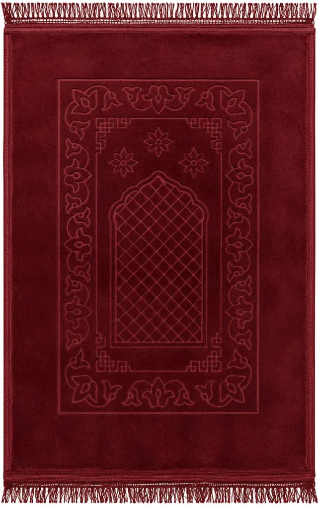 Baraka Treasures Luxe Gebedskleed - XL Gebedskleed - Anti-slip Gebedskleed - Islamitische Gebedskleed - Fluwelen Gebedskleed - Gebedsmat - Ramadan Geschenk - Sajada - Seccade - 120cm x 80cm - Rood