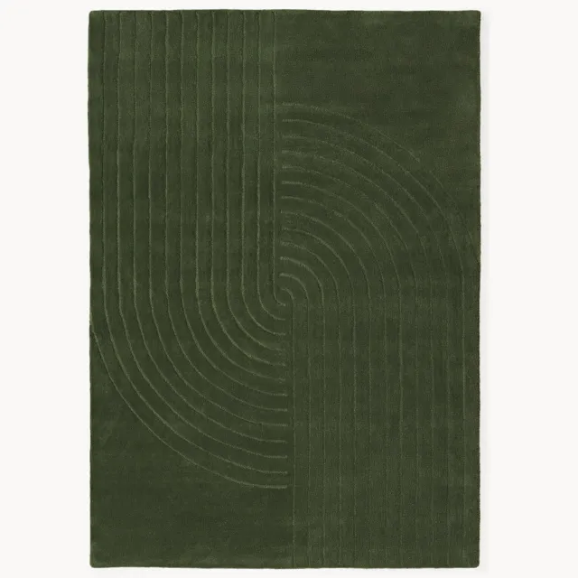 Westwing Collection Handgetuft wollen vloerkleed Mason Groen