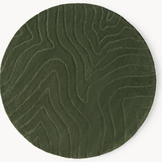 Westwing Collection Rond wollen vloerkleed Aaron, handgetuft Groen