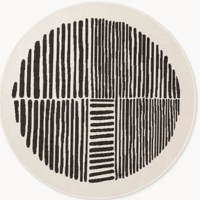 Ted Baker Rond in- & outdoor laagpolig vloerkleed Bounds zwart, wit
