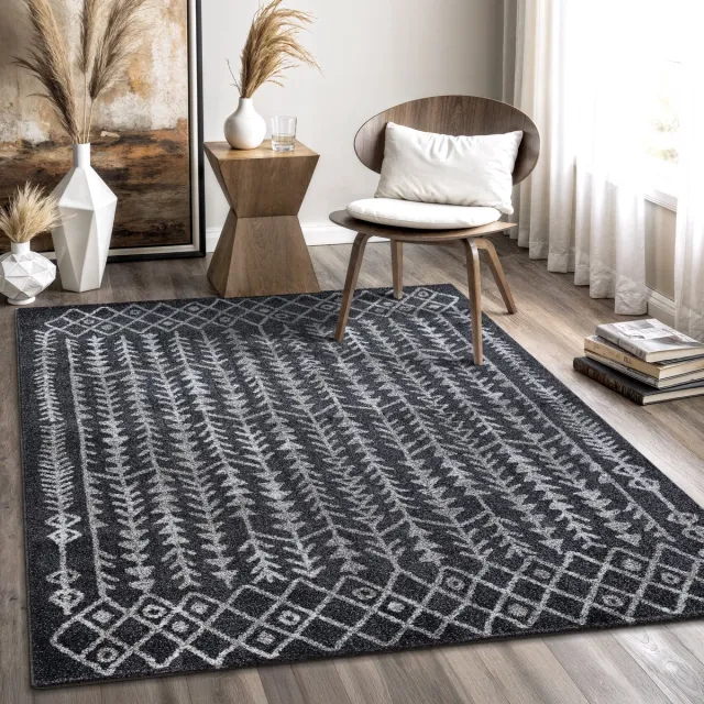 Muratap Boho Vintage Kelim Laagpolig Vloerkleed Zwart/Grijs- 200x290 CM
