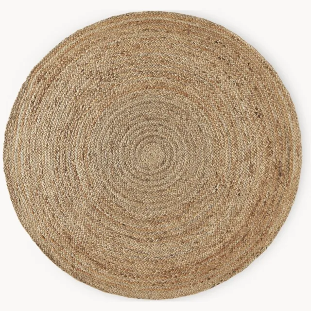 Westwing Collection Rond handgemaakt juten vloerkleed Sharmila Bruin
