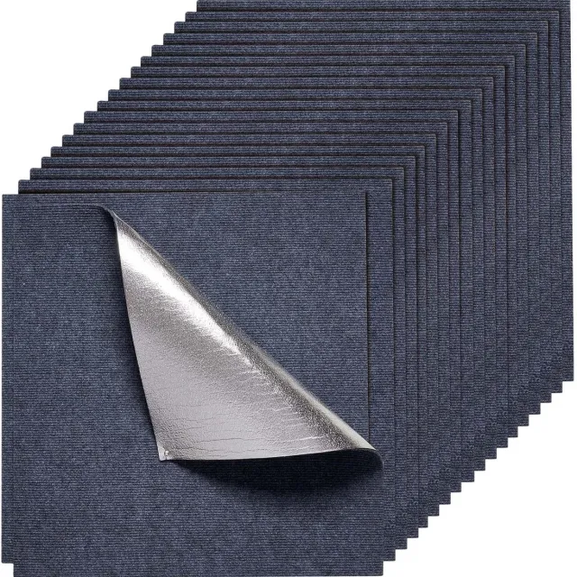 NCRealher 20 Stuks Zelfklevende Tapijttegels - 30*30cm Verwijderbare Vloertegels - Vierkante Tapijtvloertegels - Zachte Gewatteerde Tapijttegels Donkergrijs