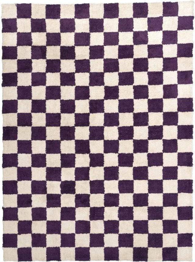 Fraai Retro vloerkleed - Gambit Paars/Wit - 140x200cm