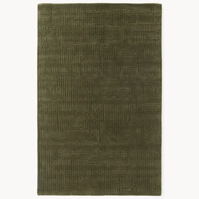 Westwing Collection Hoog-laag wollen vloerkleed Merima, handgetuft Groen