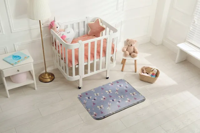 Coloray Vloerkleed voor Kinderkamer - Paars Tapijt - Vlinders En Libellen Vloerkleed - Blauw Accenten Tapijt Voor Hal - Antislip Vloerkleed Voor Slaapkamer - 90x60 cm Paars - Vlinders En Libellen
