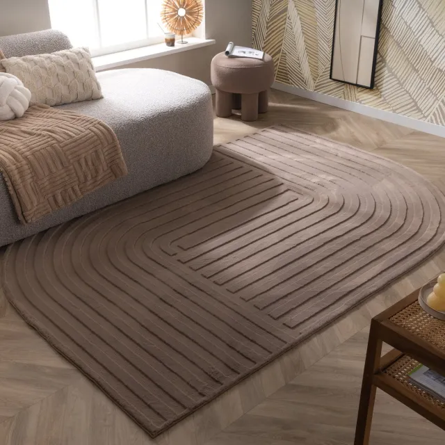 Fraai Organisch Vloerkleed - Flowy Arch Taupe | Wasbaar - 120x170cm