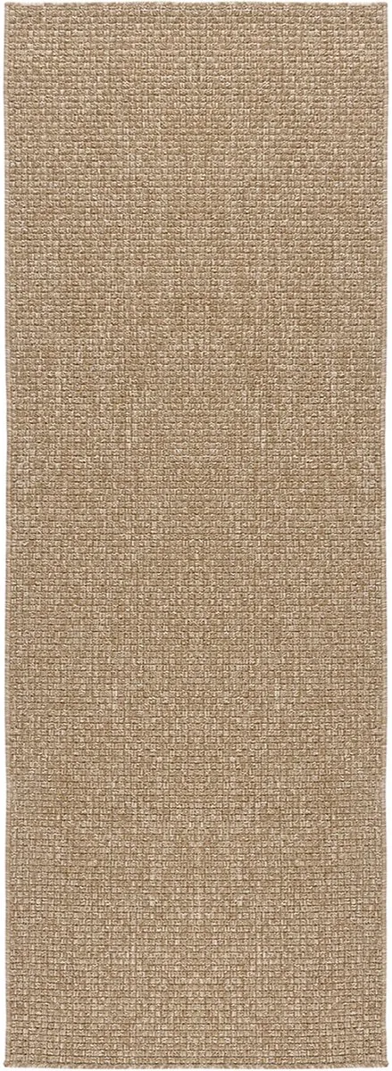 TESSO LIVING Vloerkleed voor binnen en buiten Antislip - Uni Jute Bruin - 80 cm x 220 cm - Balkon Terras Keuken UV- en Weersbestendig Modern Tuintapijt