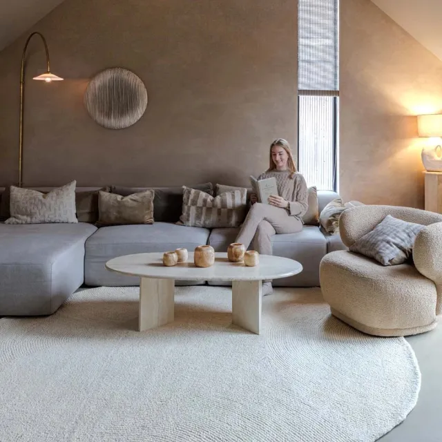 Nordic Weavers Rond wollen vloerkleed - Tvist ivoor 200
