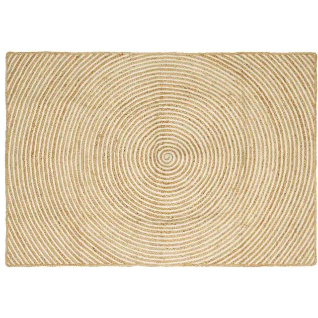 vidaXL Gebied - Tapijt - Natuurlijk - en - Wit - 120 - x - 170 - cm - Jute Natuurlijk en Wit