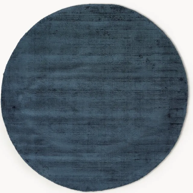 Westwing Collection Rond viscose vloerkleed Jane, handgeweven Blauw