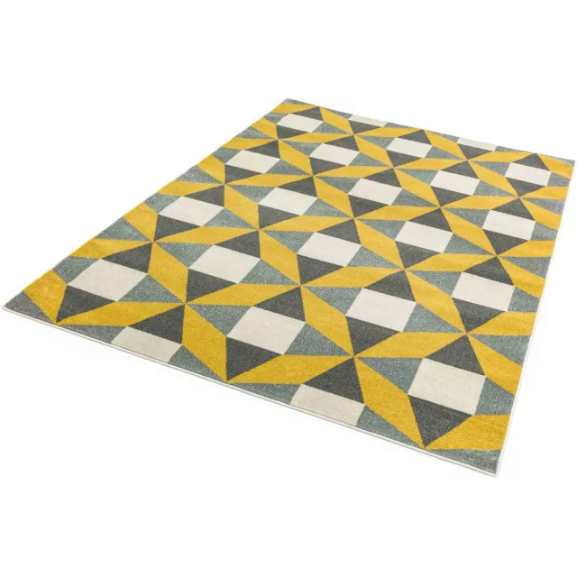 easy living colt-fan-mustard Vloerkleed - 160x230 - Rechthoek - Laagpolig Tapijt - Modern - Geel, Grijs