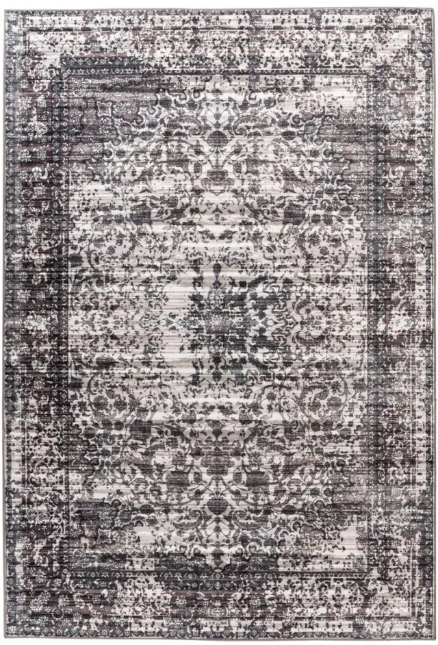 Padiro design laagpolig vloerkleed 120 x 170 cm - donkergrijs - modern abstract ontwerp - voor vloerverwarming - van polyester en katoen