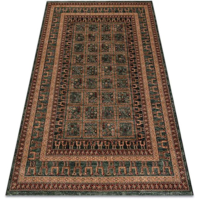 RUGSX Kleden Rugsx Wollen tapijt KASHQAI 4349 400 oosters, kader 67x130 cm Groen