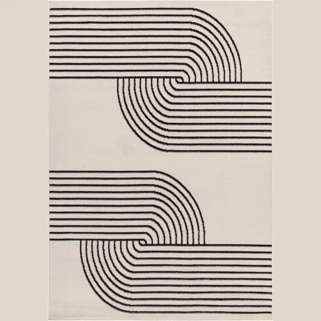 Surya Constance vloerkleed modern scandinavisch grafisch gebroken wit zwart