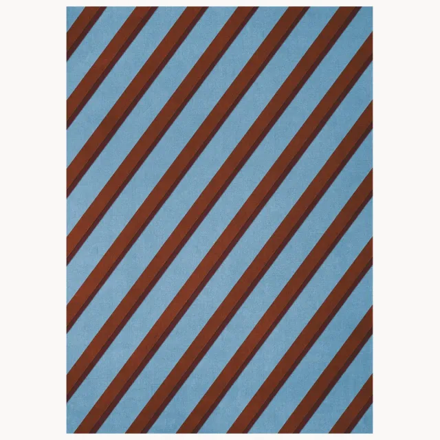 Layered Handgetuft wollen vloerkleed Tekla Diagonal Blauw