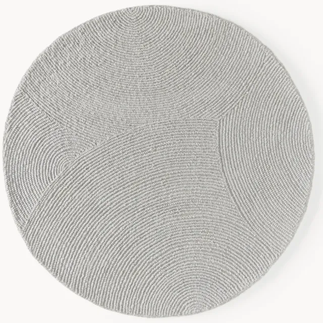 Westwing Collection Rond wollen vloerkleed Eleni, handgetuft Grijs