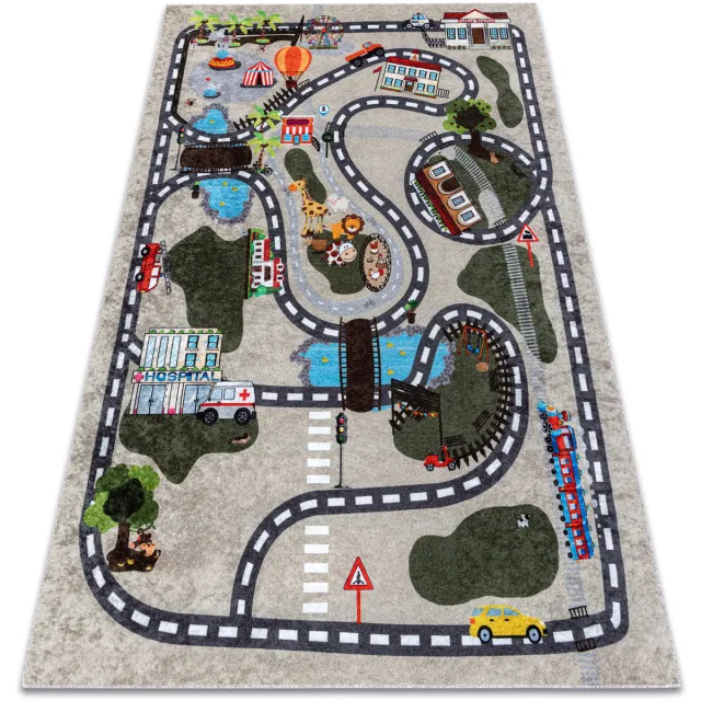 RUGSX Kleden Rugsx JUNIOR 51803.804 tapijt wasbaar Stad dieren voor 140x190 cm Beige