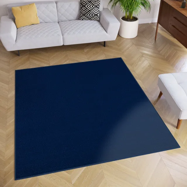 Tapiso Mono Square Vloerkleed Navy Laagpolig Vierkant Tapijt, foto 2