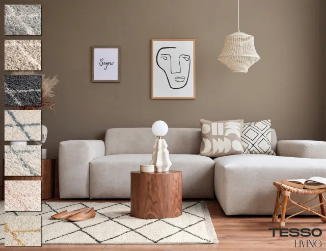 TESSO LIVING Vloerkleed Shaggy, Tapijt, Creme Antraciet, Hoogpolig, 155cm x 230cm, Superzacht, Franjes, Berber stijl Creme_Antraciet