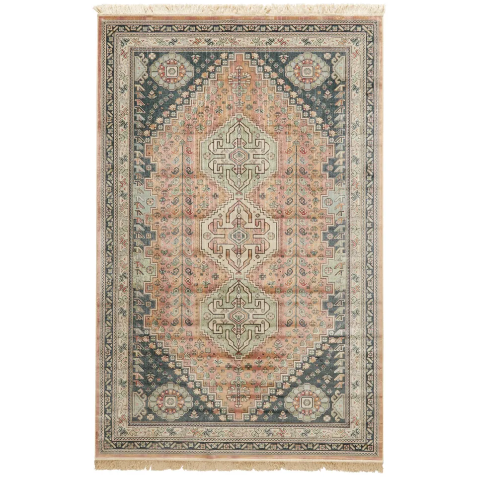 NOUS Living Granby vloerkleed bruin bruin/zand/blauw