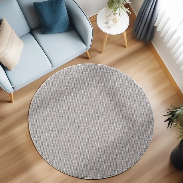 flycarpets Rond Flycarpets Laagpolig vloerkleed - Gevlochten - Handgeweven Look - Zilver 200x290 cm