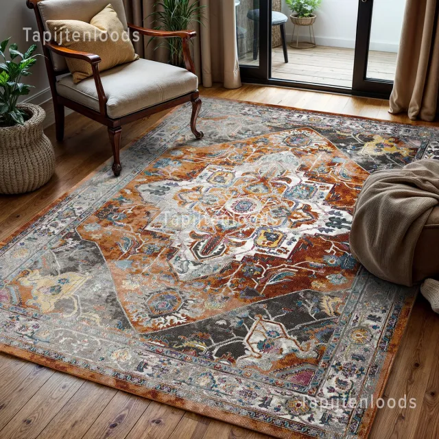 Muratap Picasso Castana Vintage Vloerkleed Terra / Multi Laagpolig- 200x290 CM Oranje