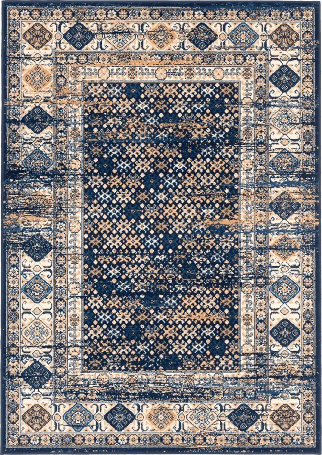 Pergamon Vloerkleed Designer Pop-Vintage Oosterse rand Blauw