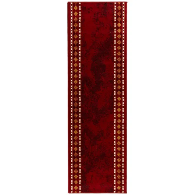 vidaXL Lopers - Tapijt - FLORNES - Geweven - Rood - Diamanten - 80 - x - 150 - cm - PP