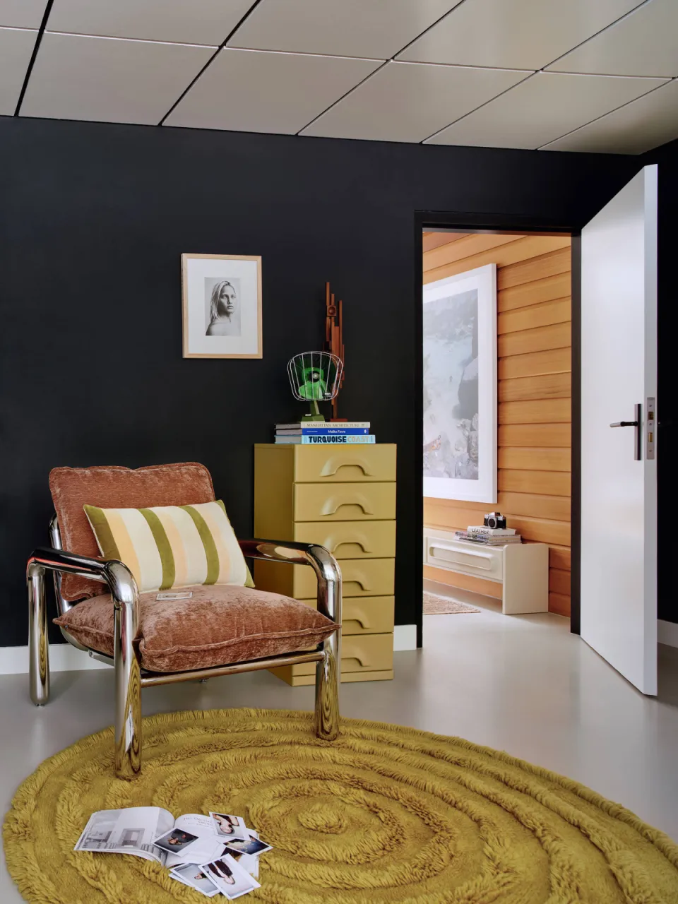 HKLIVING rond wollen vloerkleed groen, foto 2