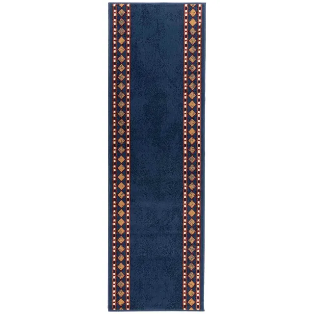 vidaXL Lopers - Tapijt - FLORNES - Geweven - Blauw - Diamanten - 80 - x - 150 - cm - PP