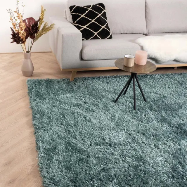 Tapeso Hoogpolig vloerkleed velours Posh - turquoise