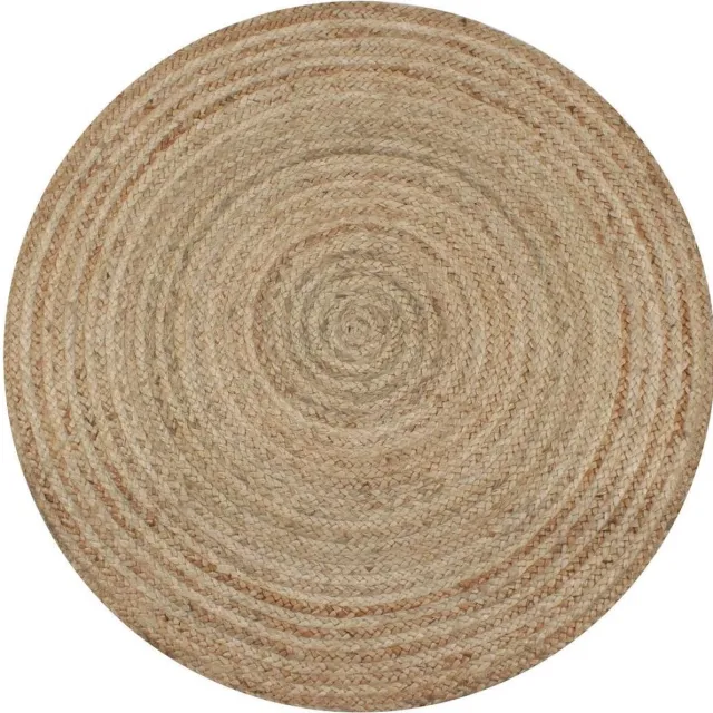 vidaXL Tapijt rond 150 cm gevlochten jute beige