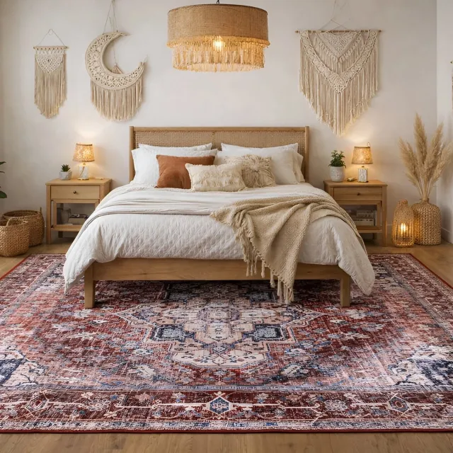 Lavandoux Vloerkleed - Berkane - Terracotta en Blauw - 120 x 180 cm